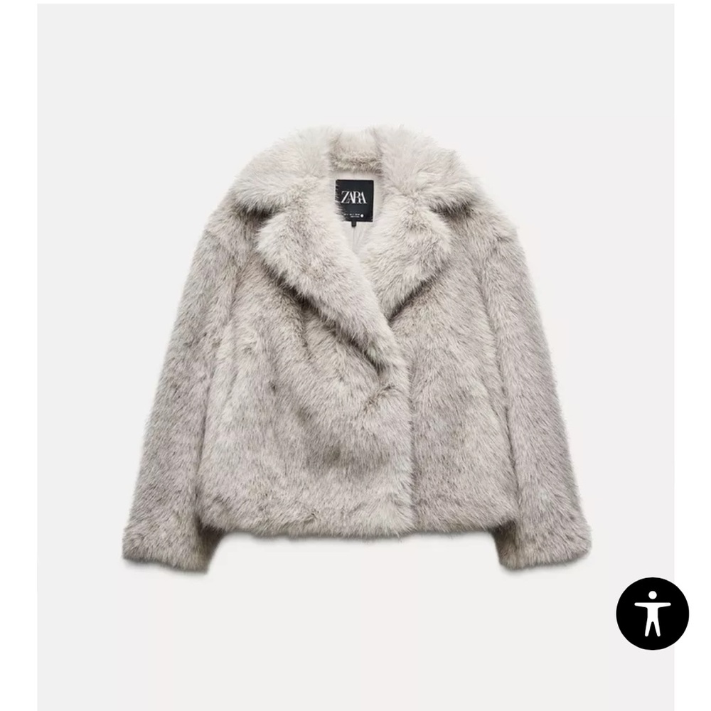 Zara Women's Gray Faux Fur Jacket